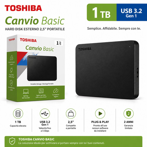 Toshiba canvio basics 1tb hard - toshiba,